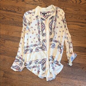 J. Crew Cream and Red Paisley Button Down Shirt